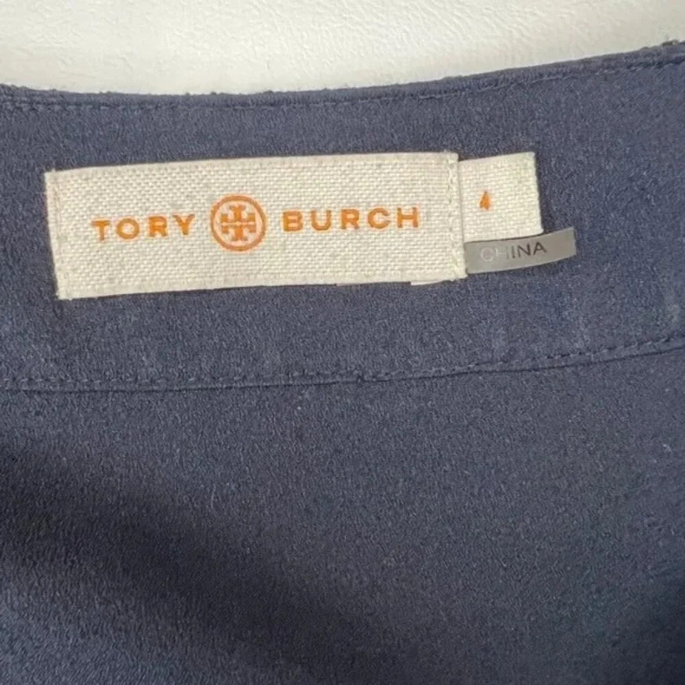 Tory Burch Ariana Navy Embroidered Tunic